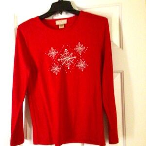 Long sleeve red Christmas tee shirt in size medium.